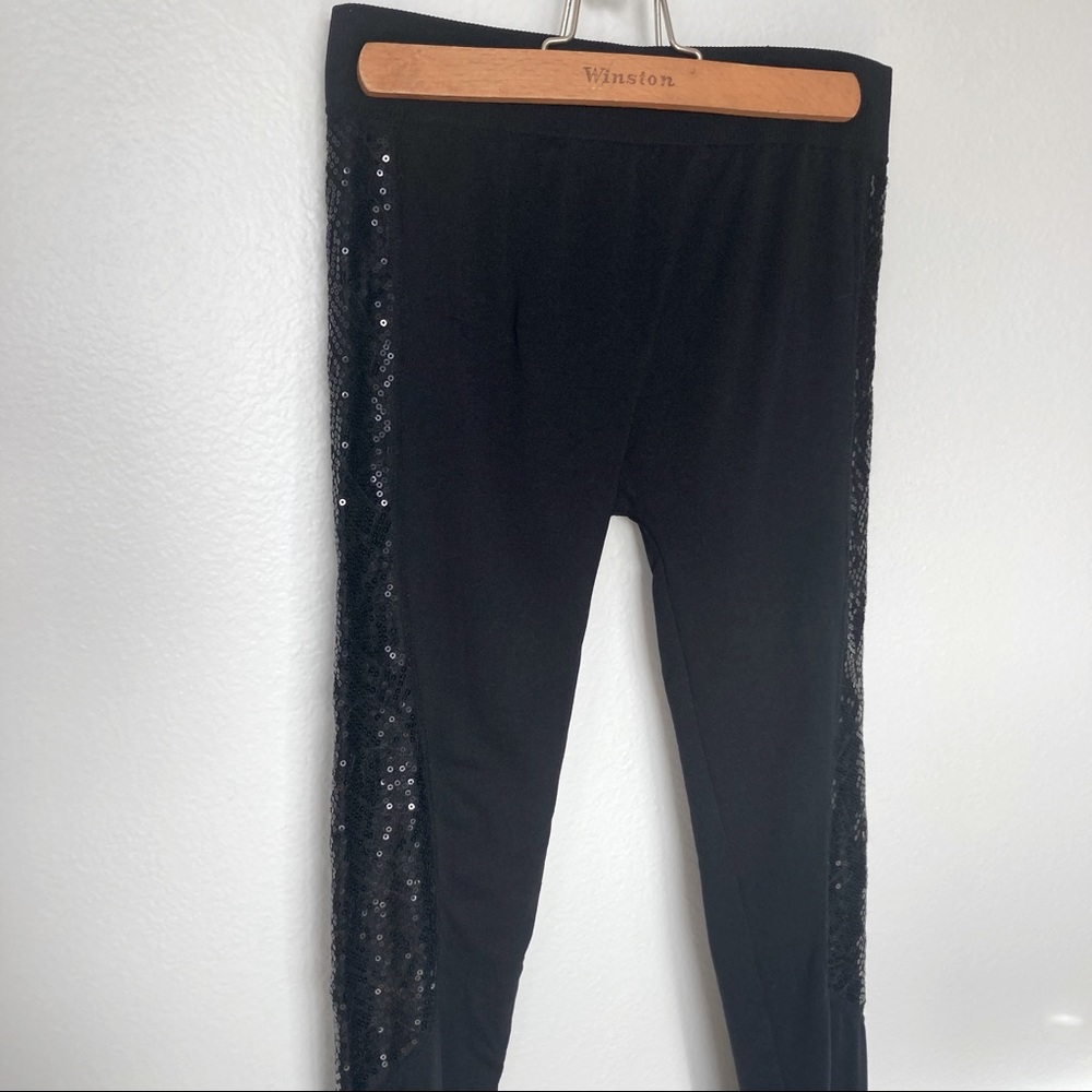 Mona Leah Couture Black Sequin Accent Leggings